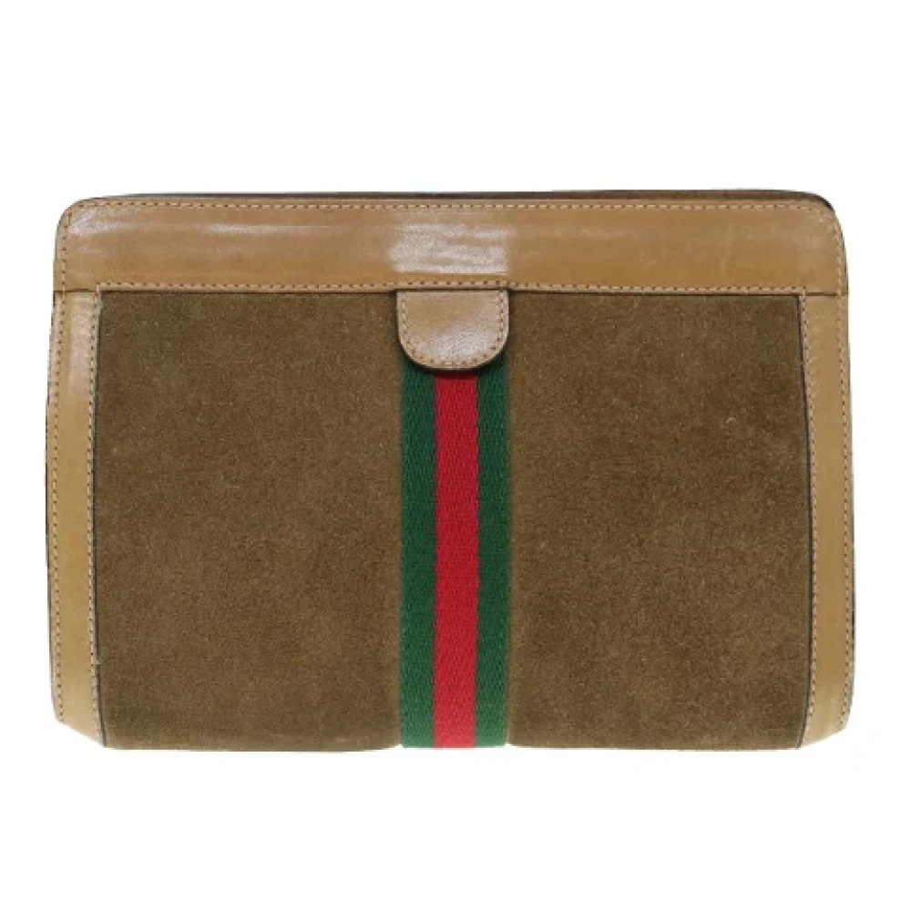 Gucci Vintage Pre-owned Suede clutches Brown Dames