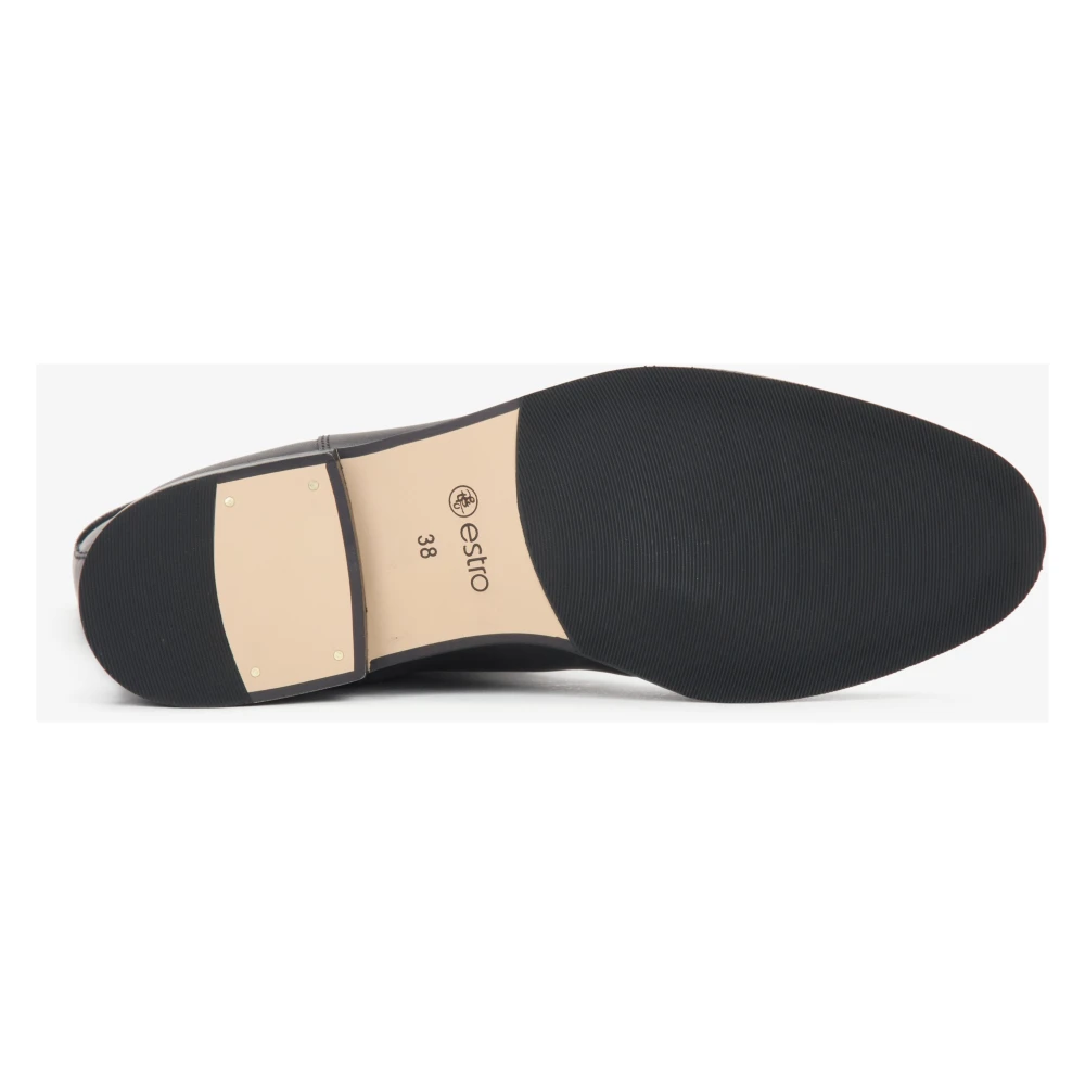 Estro Zwarte laarzen voor dames met een brede schacht en ornament van echt leer Black Dames