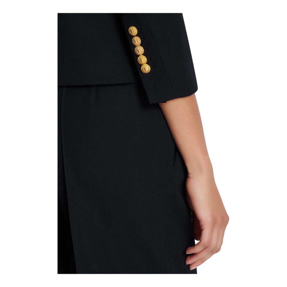 Balmain Geknipte grain de poudre jas met gestructureerde schouders Black Dames