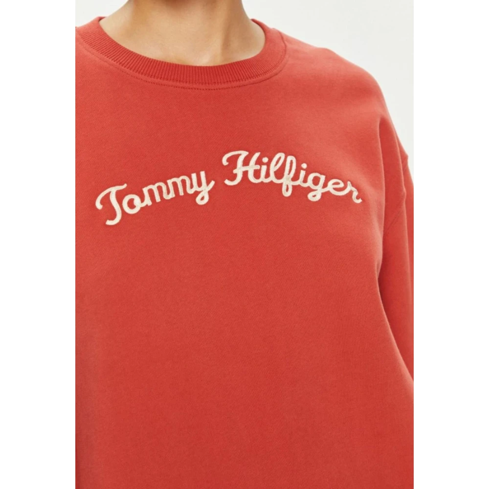 Tommy Hilfiger Moderne Script Sweatshirt voor Vrouwen Red Dames