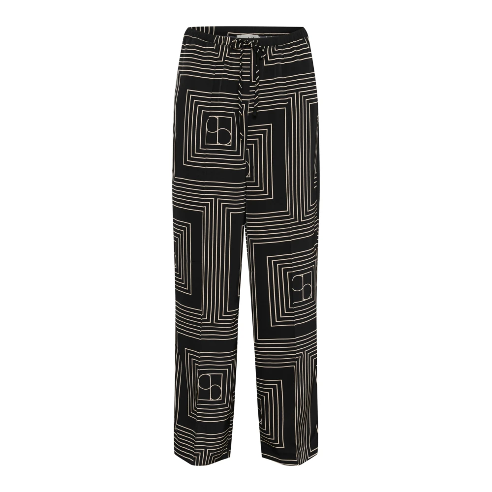 Soaked In Luxury Women's Black Straight Trousers, Xl, Capri Trousers With Elastic Waist