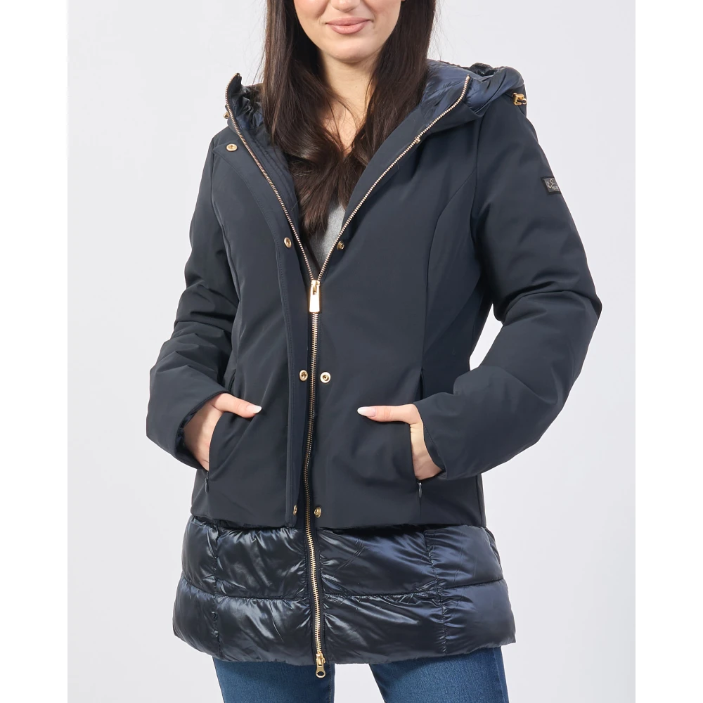 YES ZEE Blauwe Gewatteerde Hoodiejas Blue Dames
