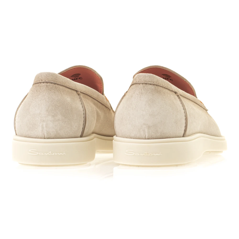 Santoni Elegante Suede Loafers Beige Heren