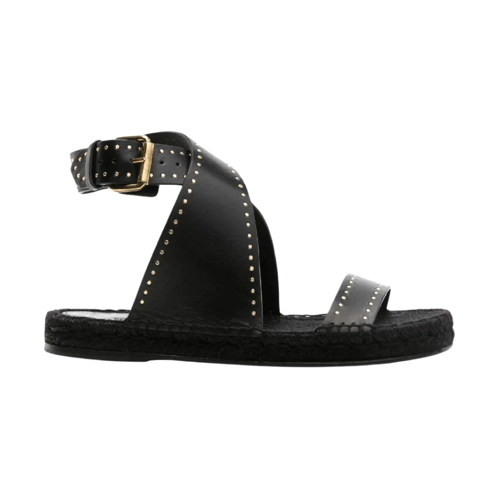 Isabel Marant Women's Black Flat Sandals, 3 Uk, Studded Cross-Strap Sandals