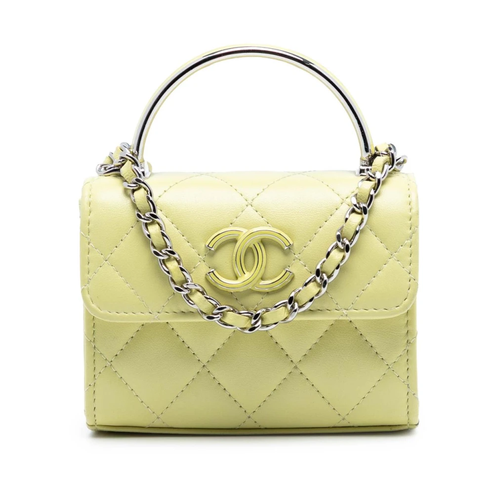 Chanel Vintage Women's Yellow Vintage Handbags, One Size, Pre-Owned Quilted Flap Bag