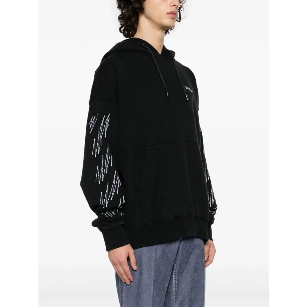 Off White Zwarte hoodie met OFF logo Black Heren