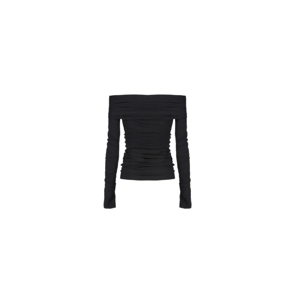 Aniye By Zwarte Off-Shoulder Top met Lange Mouwen Black Dames