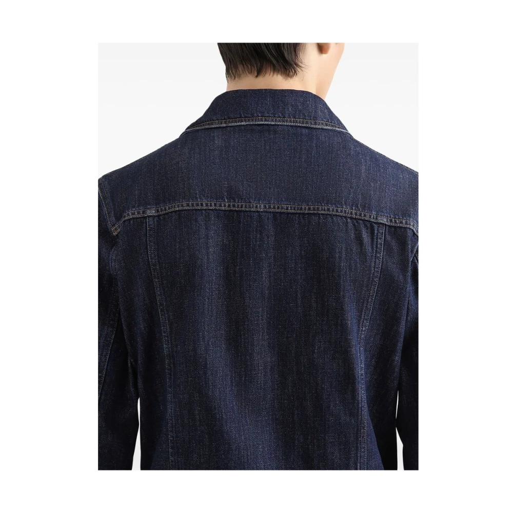 Dolce & Gabbana Indigo Blauwe Knoopsluiting Buitenkleding Jas Blue Heren