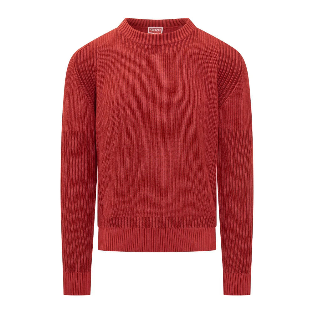 Kenzo Men's Red Round-Neck Knitwear - Round-Neck Knitwear - M - Knitwear