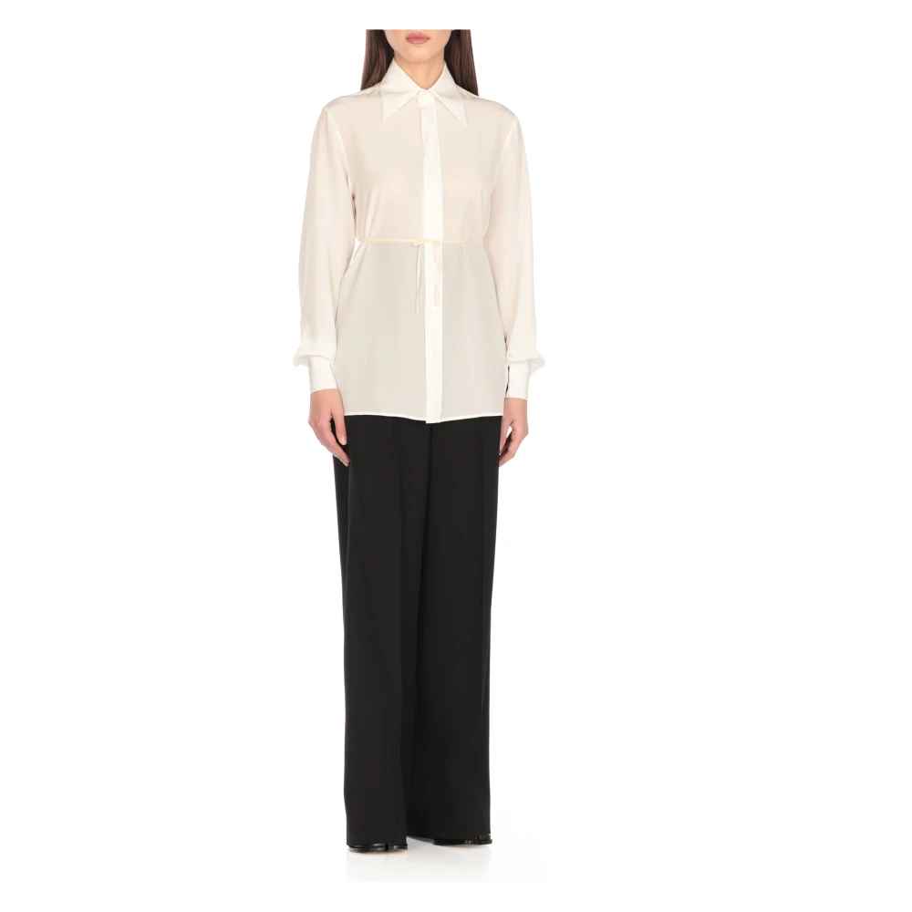 MM6 Maison Margiela Witte zijden overhemd met kraag White Dames