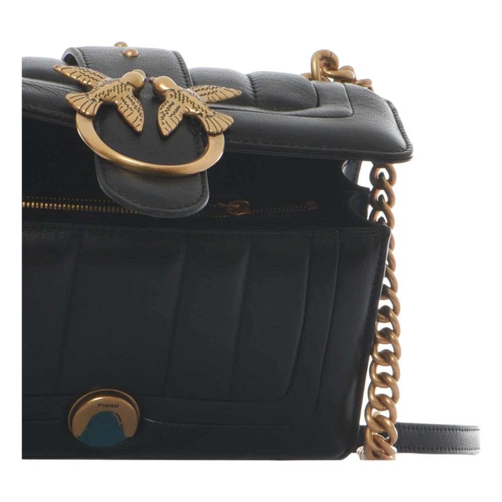 pinko Mini Love tas in zacht leer en zijde Black Dames