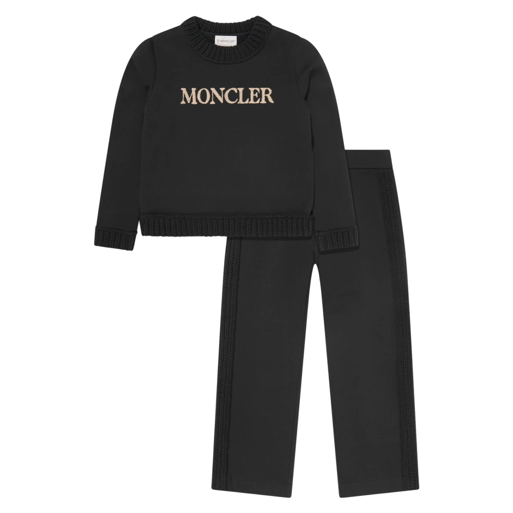Moncler Girls Black Logo Tracksuit Size 8 Y