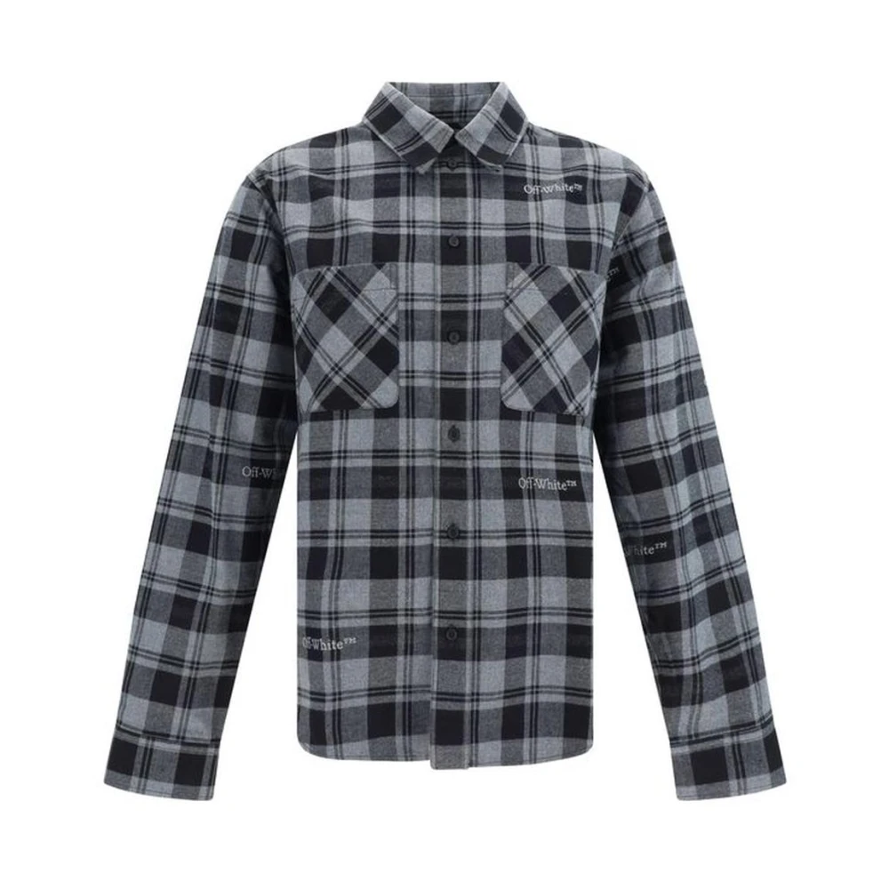 Off White Multicolor Geruite Shirt Zwart Donkergrijs Black Heren