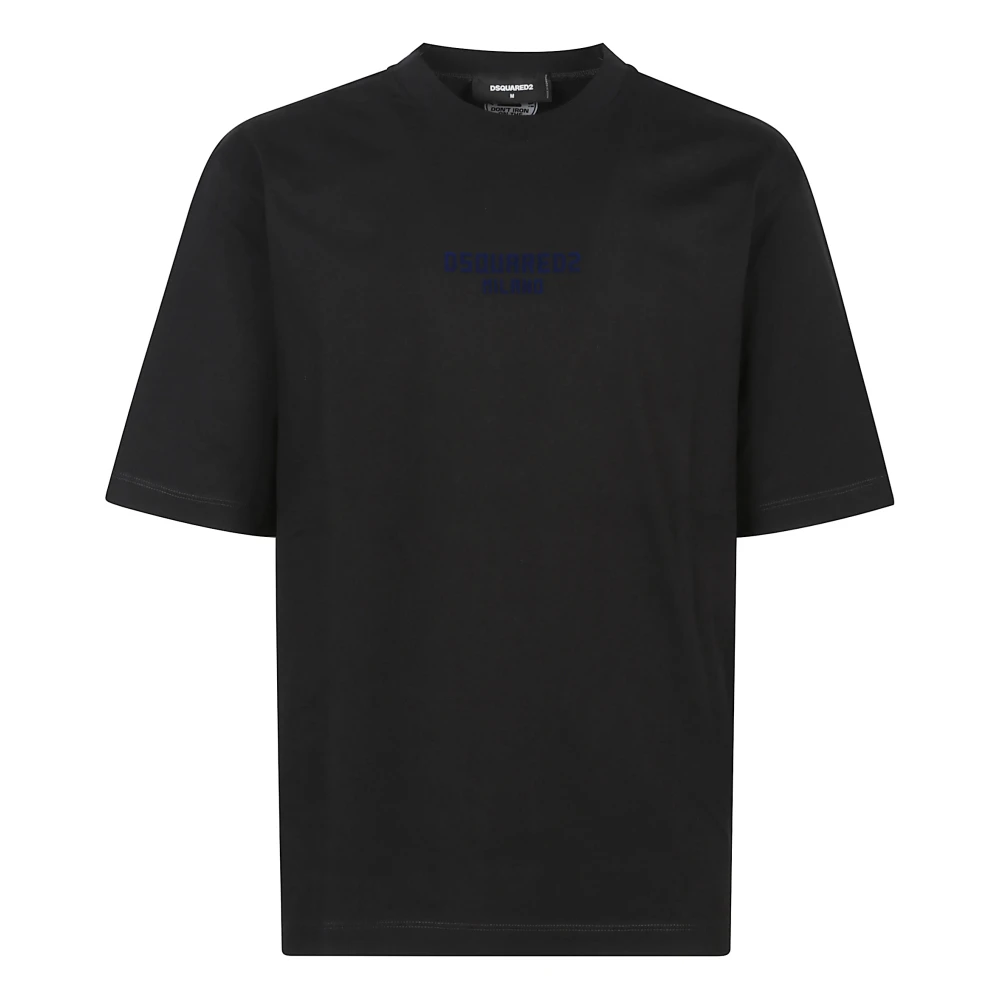 Dsquared2 Men's Black Logo Detail Crew Neck Shirt