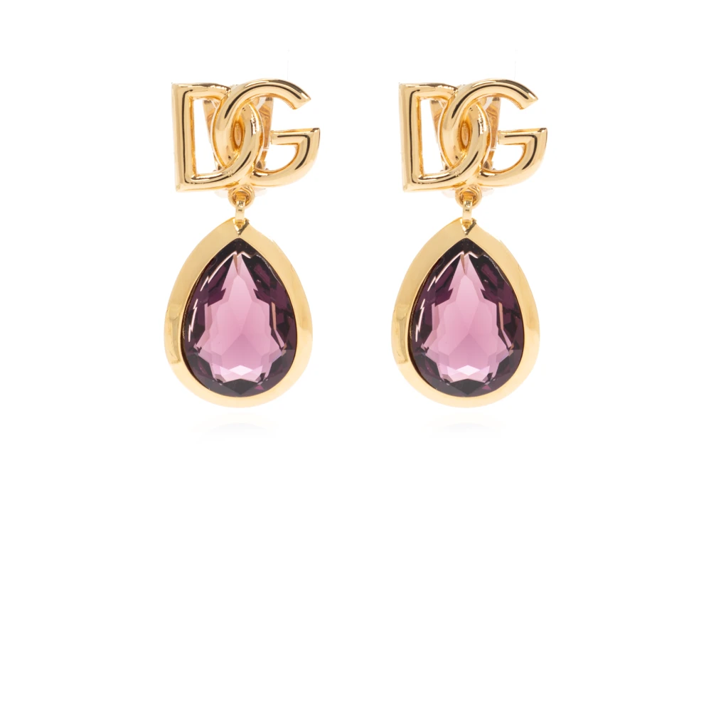 Dolce & Gabbana Women's Yellow Clip-On Earrings With A Shimmering Crystal