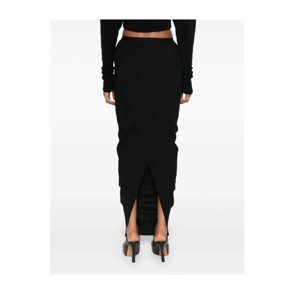 Rick Owens Zwarte wollen crêpe rok met elastische taille Black Dames