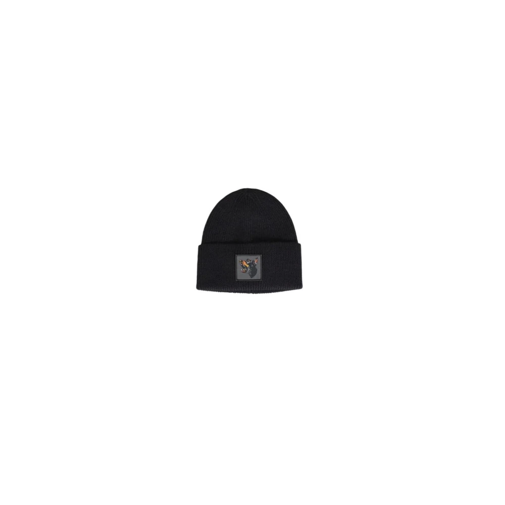 Antony Morato Luxe Zwarte Wol Beanie Hoed Black Heren
