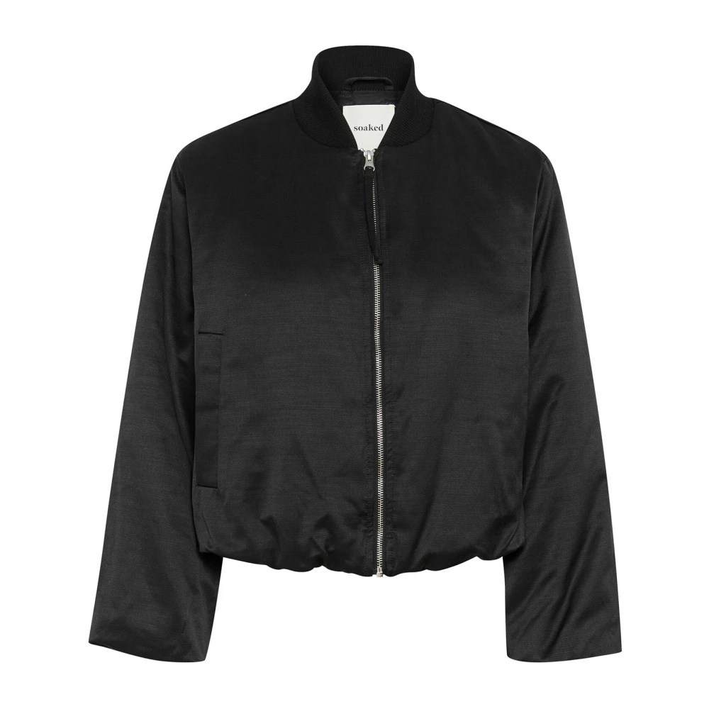 Soaked in Luxury Zwarte Bomberjack met Korte Lengte Black Dames