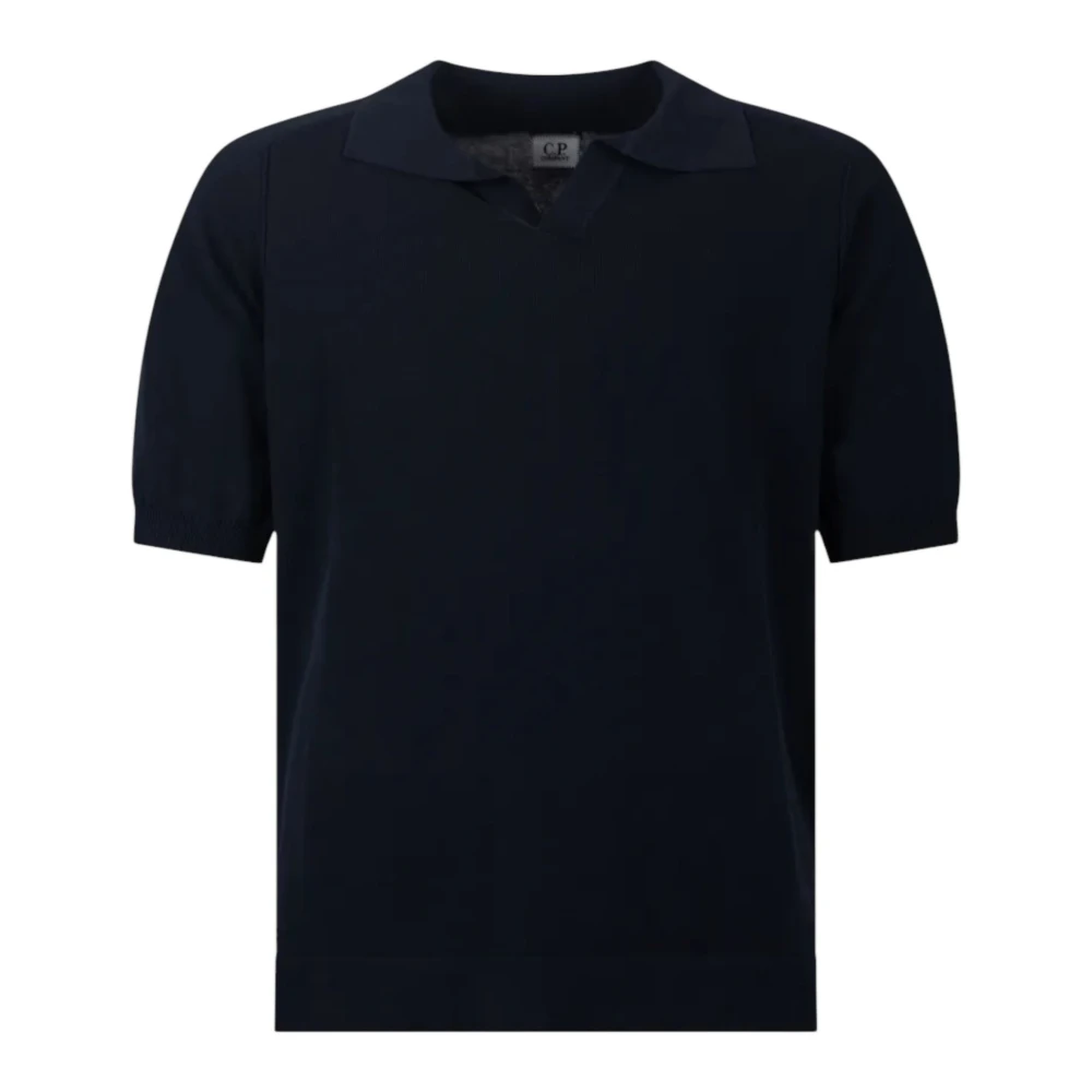 C.p. Company Men's Blue V-Neck Knitwear, Xl, Knitwear Polo Collar