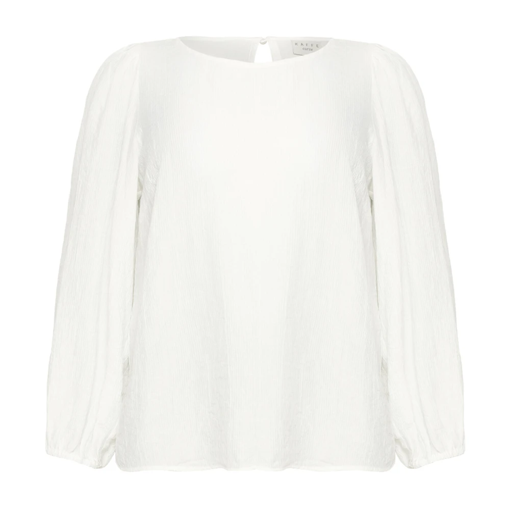 Kaffe Curve Women's White Feminine Blouse With Boat Neck - Blouses - 4XL - Blouses & Shirts