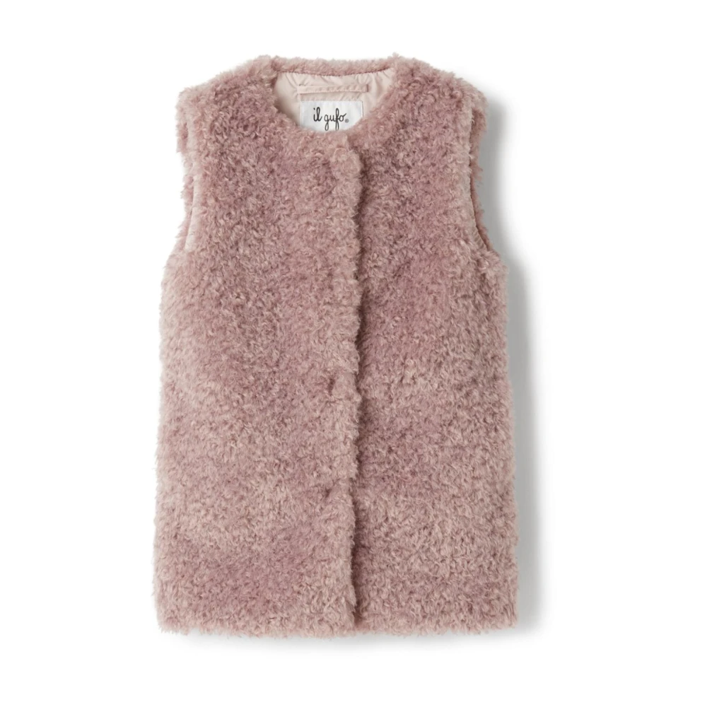 Il Gufo Faux Fur Sleeveless Coat Aw24 Pink, Flicka