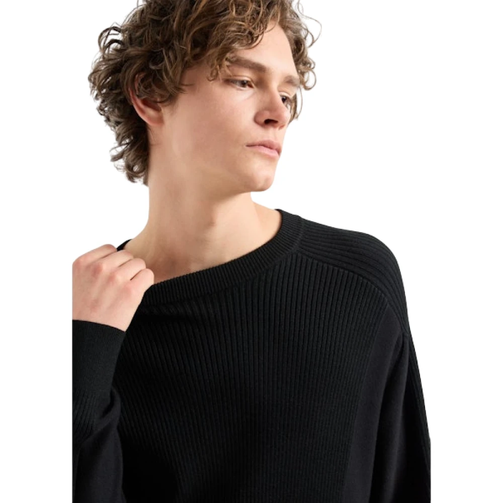 Armani Exchange Crew Neck Wool Blend Sweater Black Heren