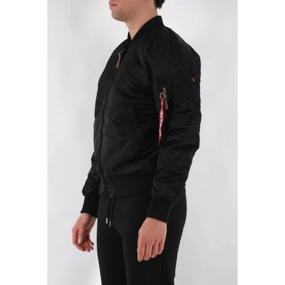 alpha industries Slim Fit Bomberjack met Rits Black Heren