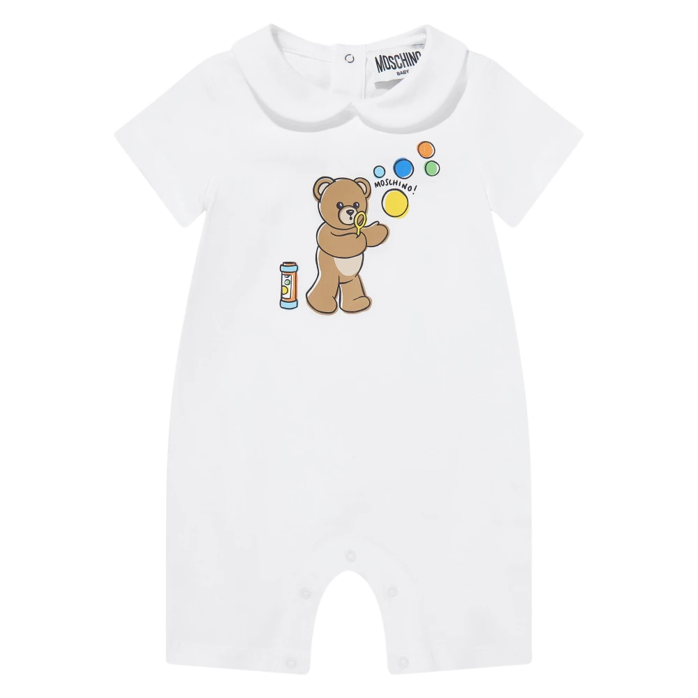 Moschino Unisex Kids White Bodies & Sets, 9 M, Teddy Bear Romper