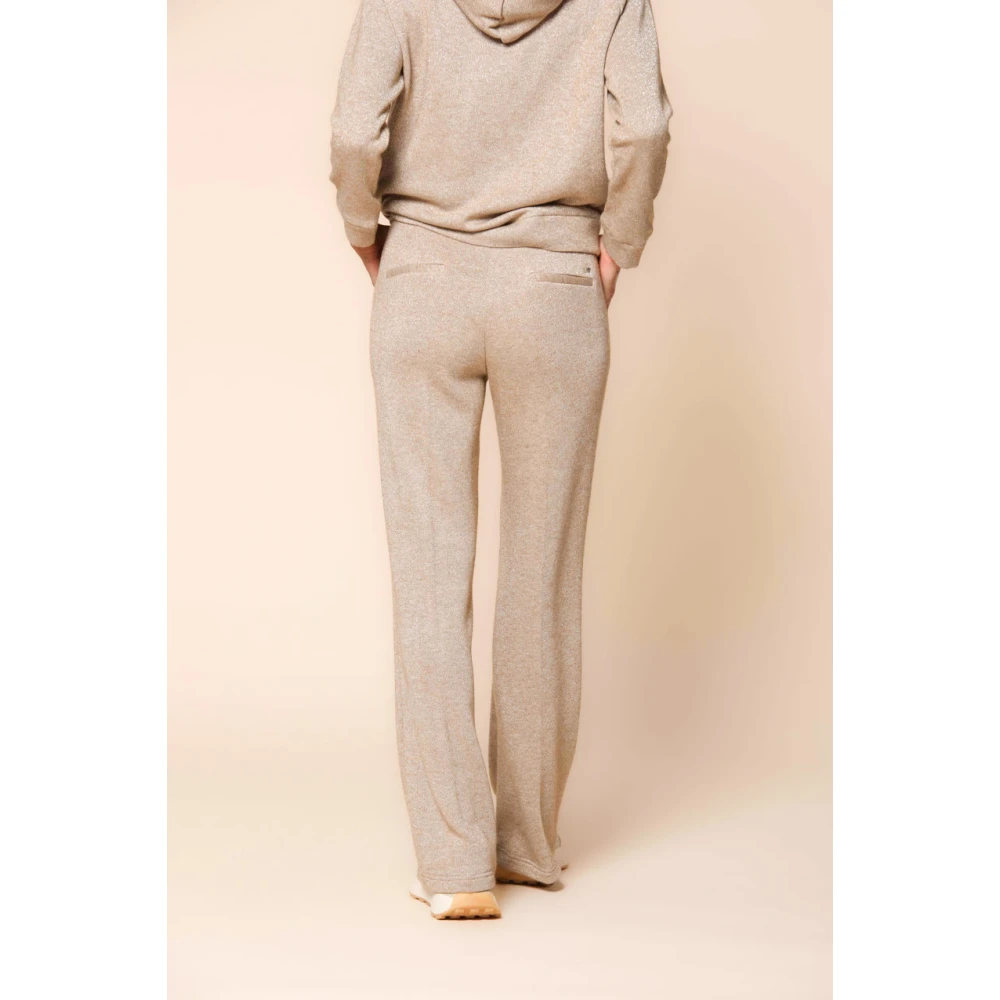 Mason's Lurex Chino Broek Straight Fit Beige Dames