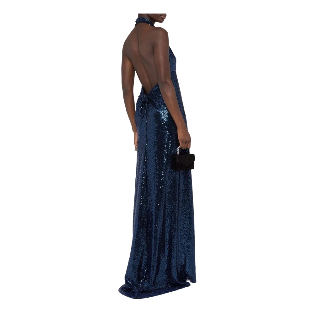 Blanca Vita Pailletten versierde lange jurk met strikdetail Blue Dames