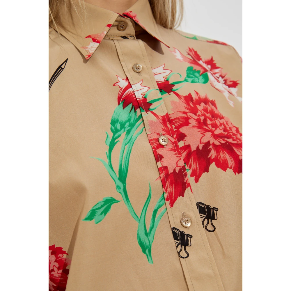 Moschino Shirt met bloemenmotief Beige Dames