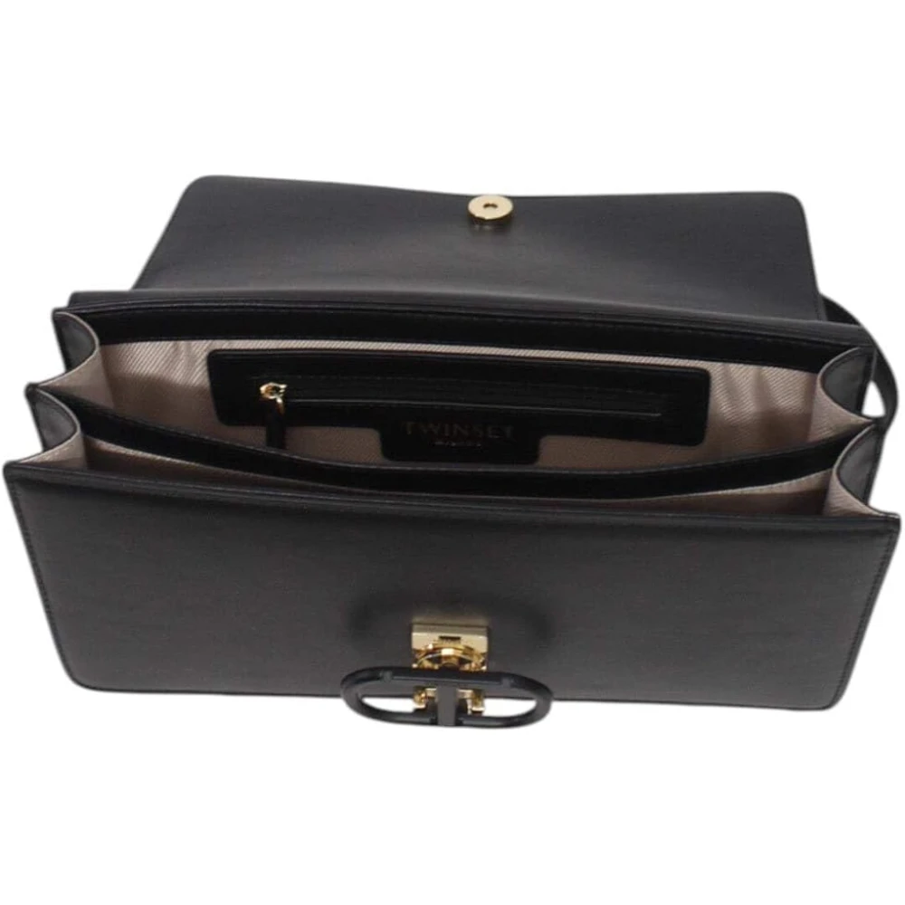 Twinset Zwarte Schoudertas Eco Leer Black Dames