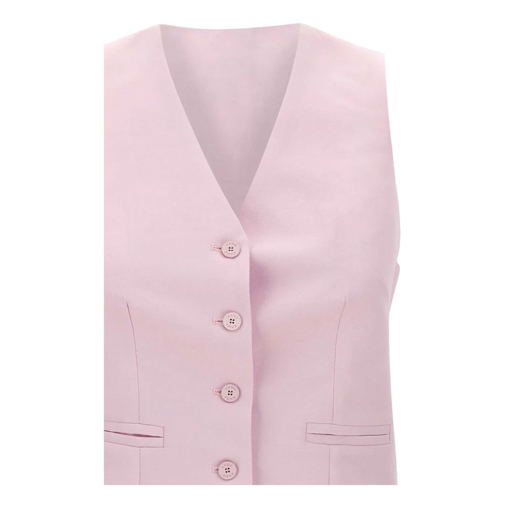 Kaos Roze Linnen en Viscose Gilet Jas Pink Dames