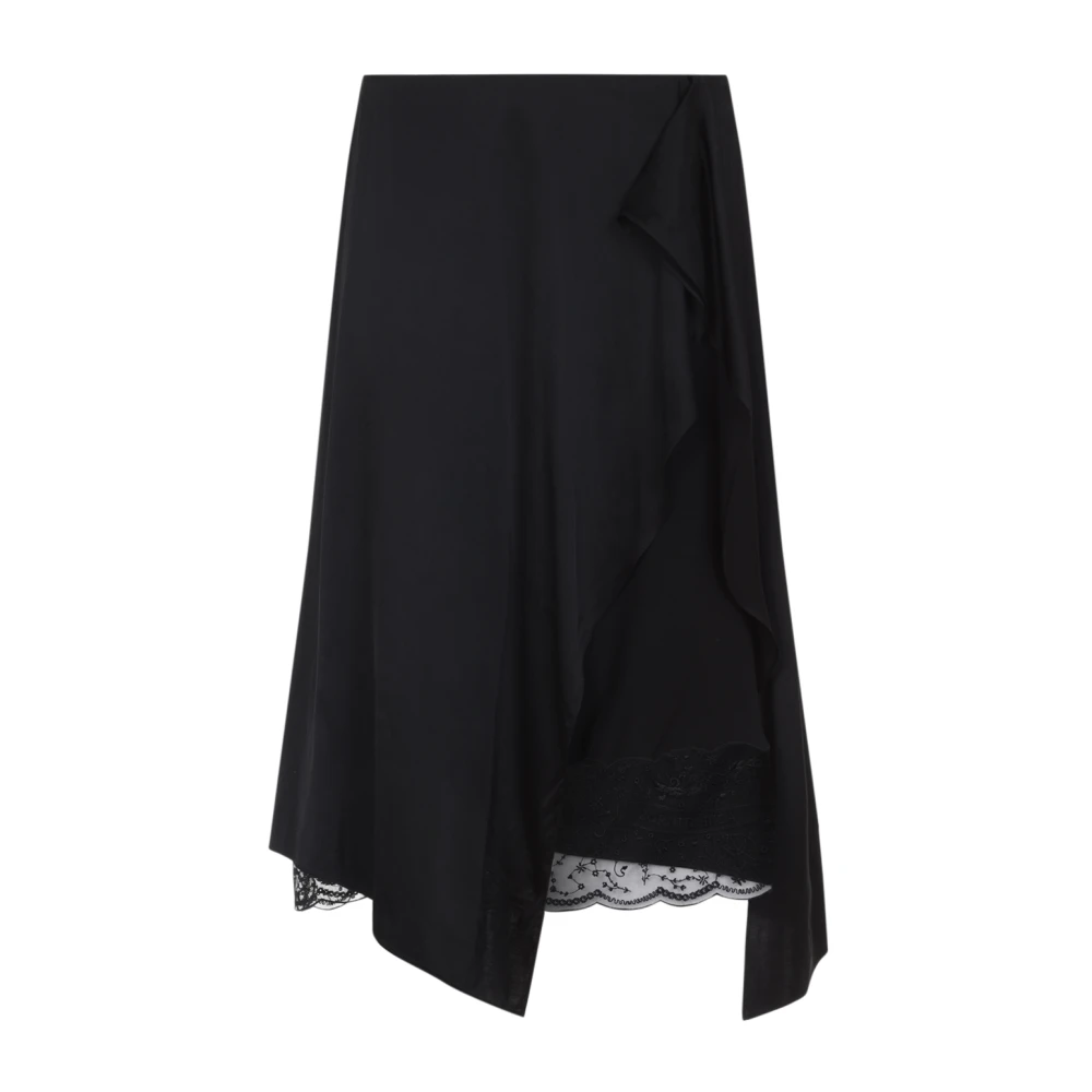 Acne Studios Women's Black Midi Skirts, Xs, Floral Print Midi Skirt