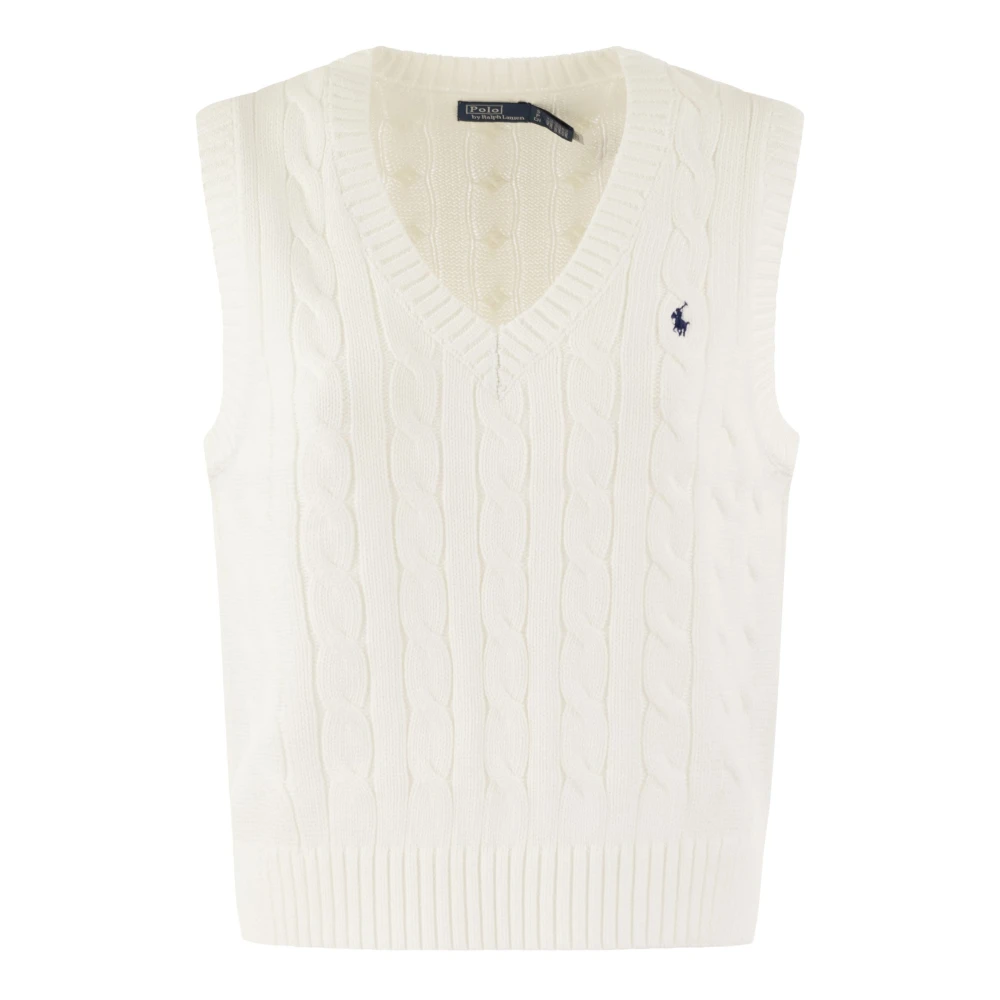Ralph Lauren Katoenen Kabel Gebreid Gilet met V-hals White Heren