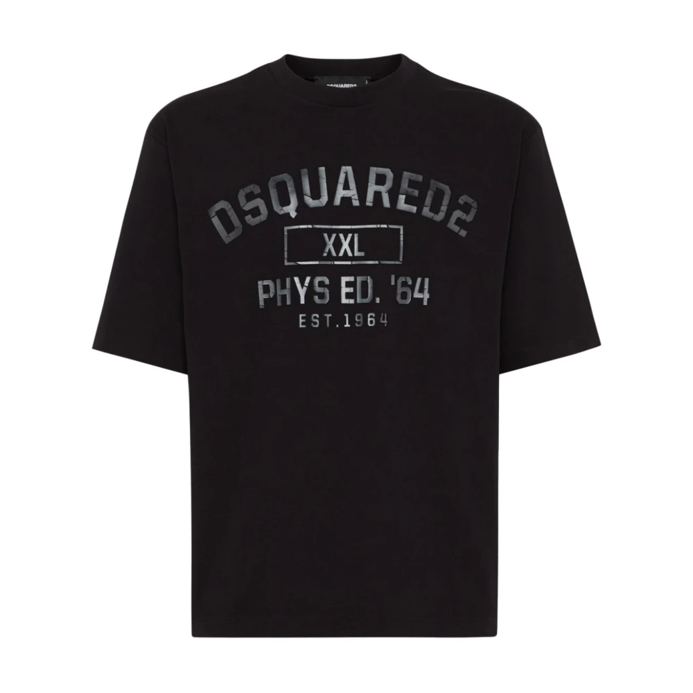 Dsquared2 Zwarte Phys Ed Crew Neck T-shirt Black Heren