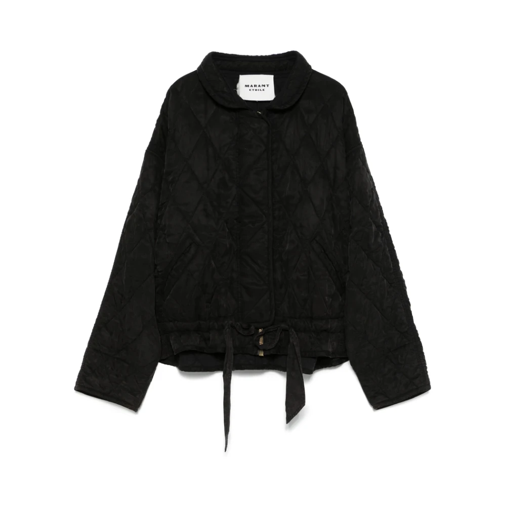 Marant Étoile Women's Black Bomber Jackets, M, Diamond Quilted Outerwear Jacket