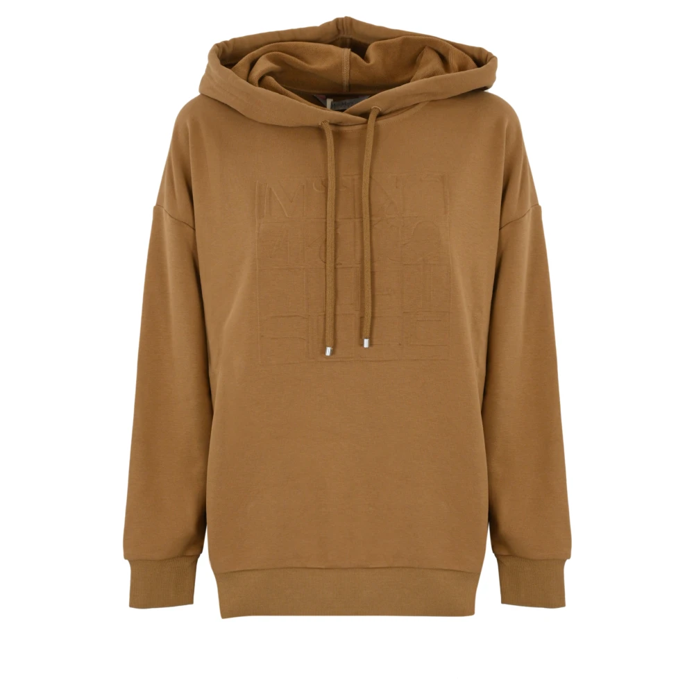 Max Mara Bruin Leren Sweater Hoodie Lange Mouw Brown Dames