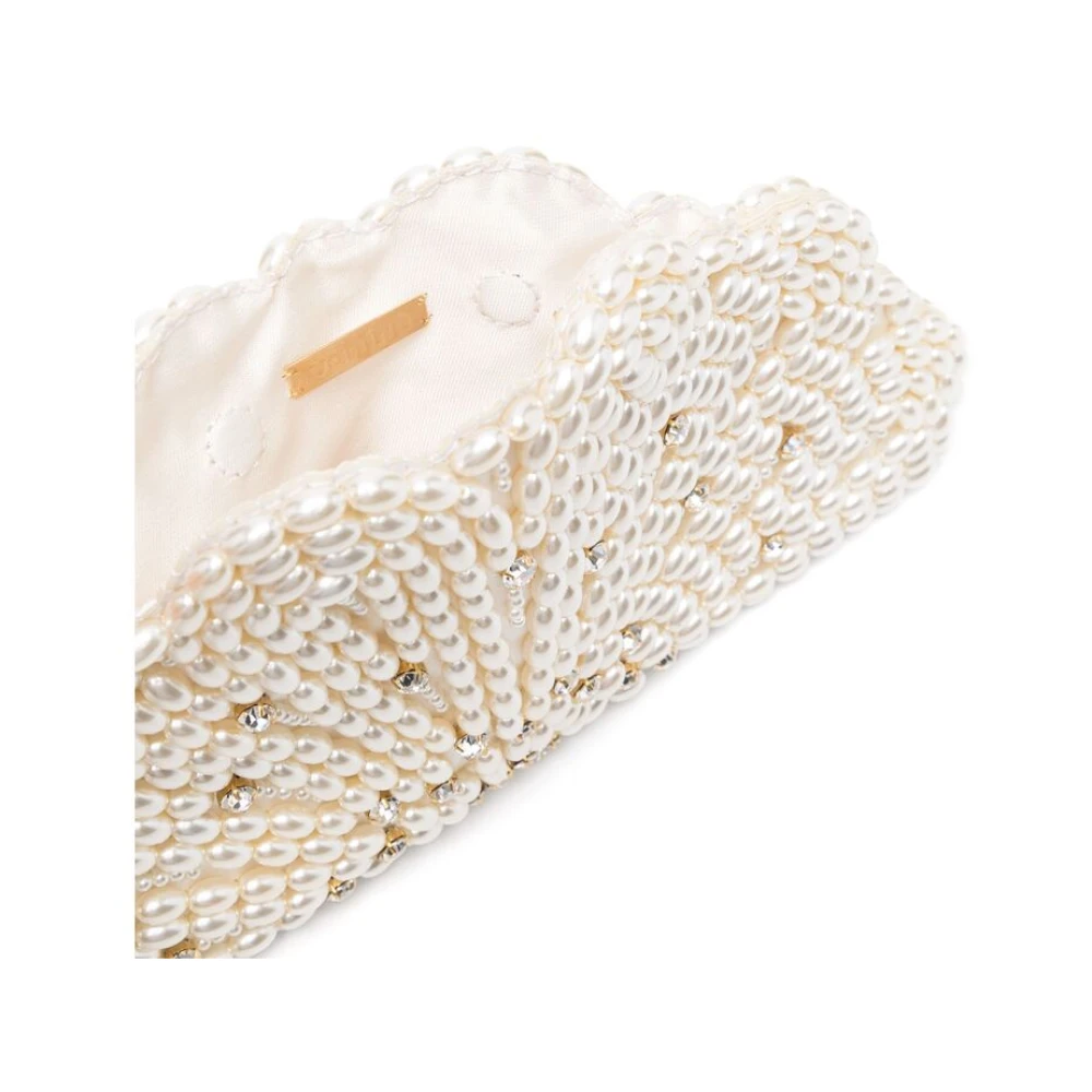 Vanina Witte Faux-Parel Versierde Magnetische Tas White Dames