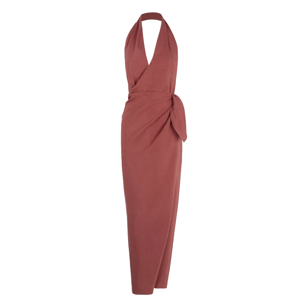 Cortana Red Wrap Dresses, Female, Xs, Mona, Linen And Silk Dress