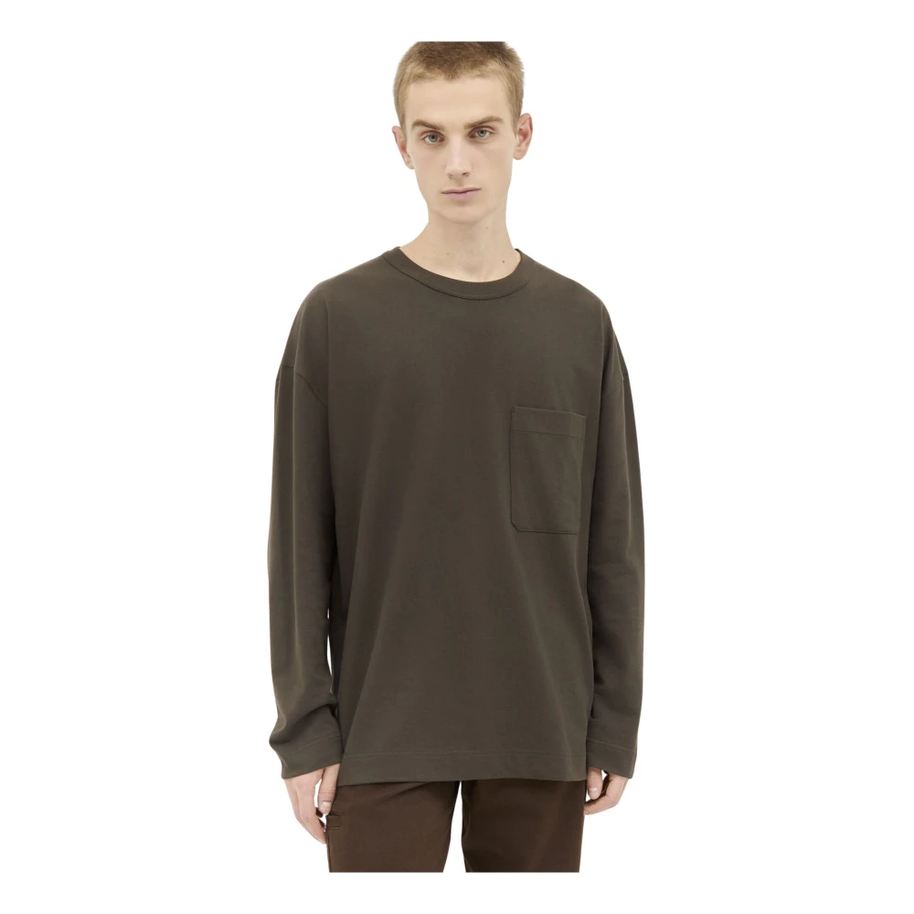 Lemaire Katoenen Jersey Longsleeve T-shirt Brown Heren