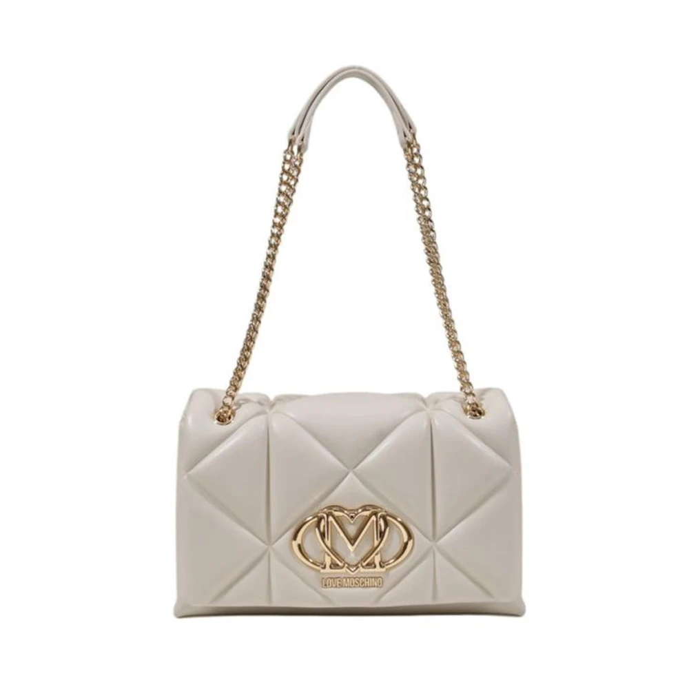 Love Moschino Stijlvolle Polyurethaan Handtas voor Vrouwen Beige Dames