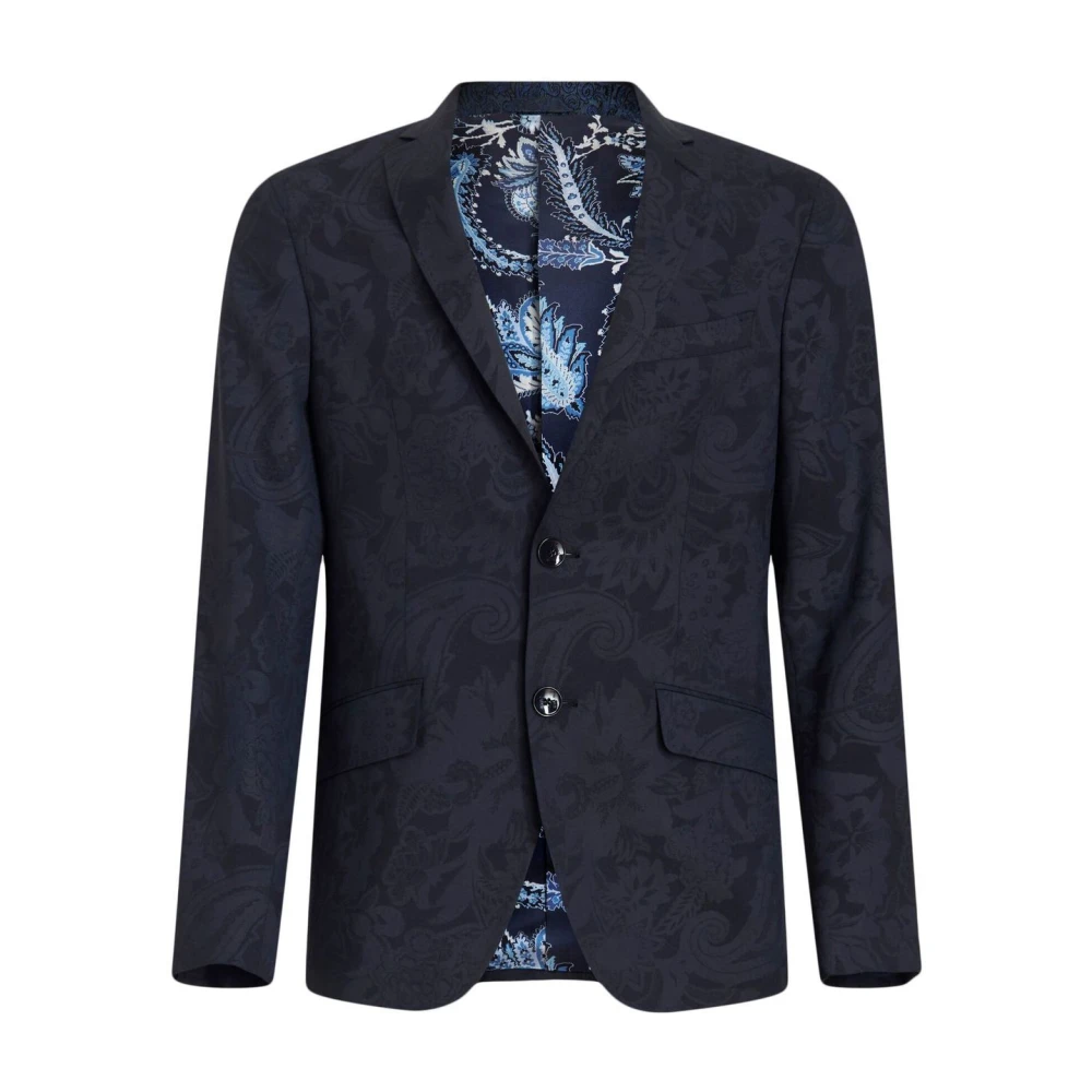 ETRO Blauwe Wollen Stretchjas Klassieke Stijl Blue Heren