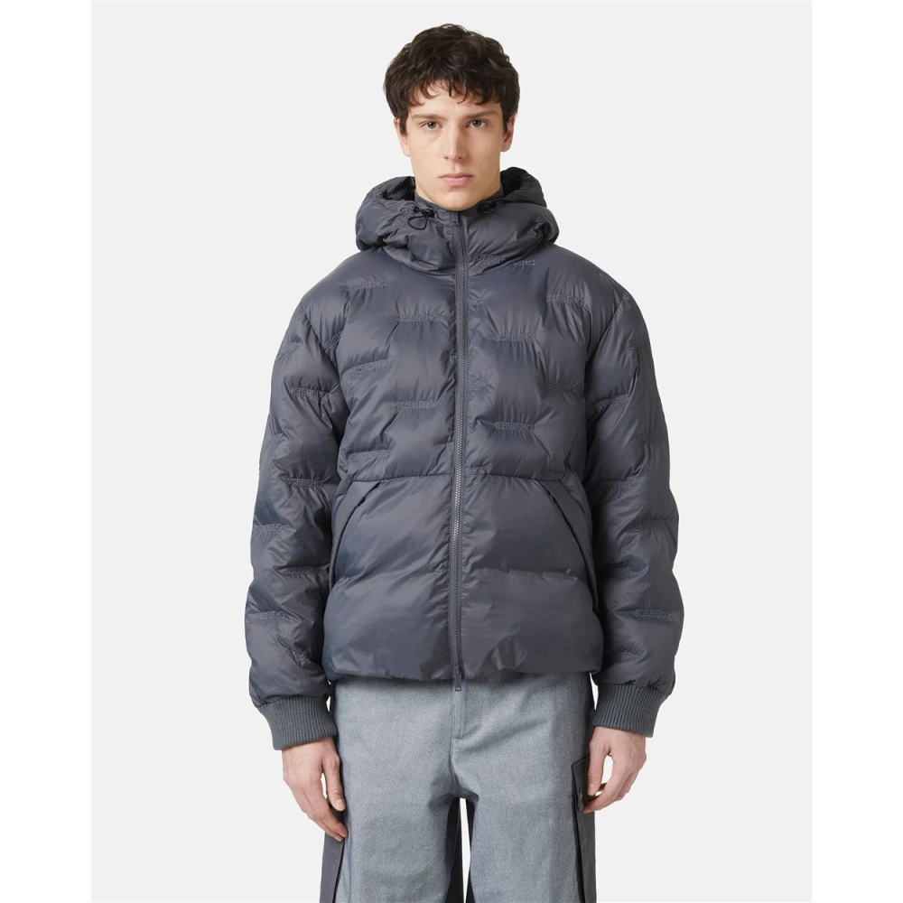 Iceberg Nylon jack met allover logo Gray Heren