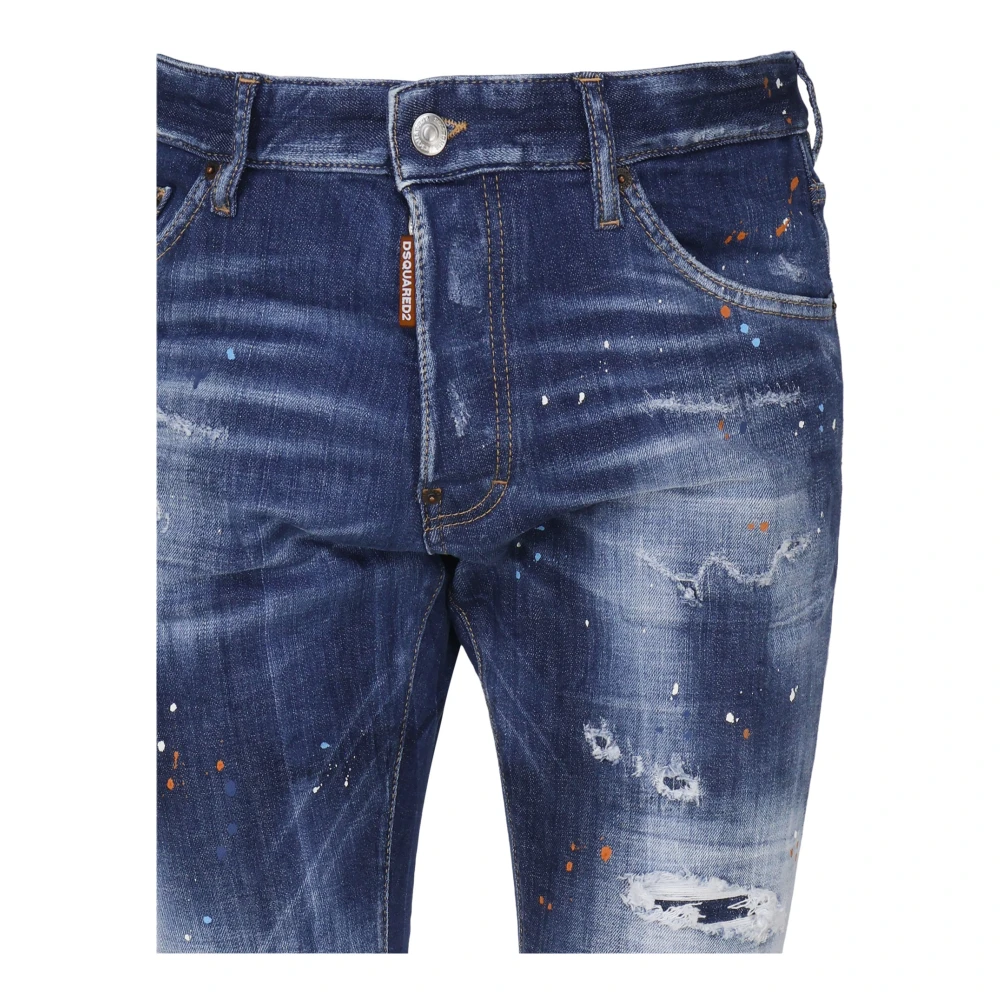 Dsquared2 Faded Dark Blue Denim Jeans Blue Heren