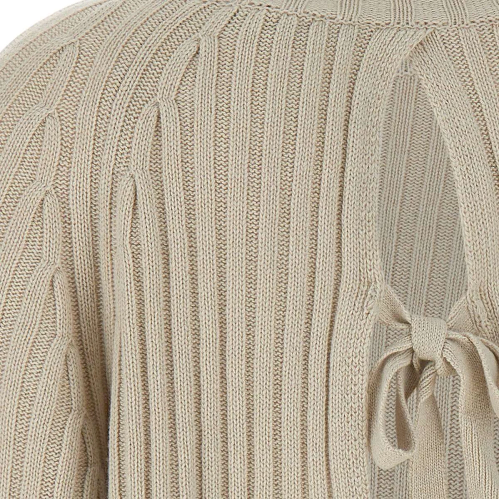 Kaos Beige Wol Kasjmier Trui met Open Rug Beige Dames