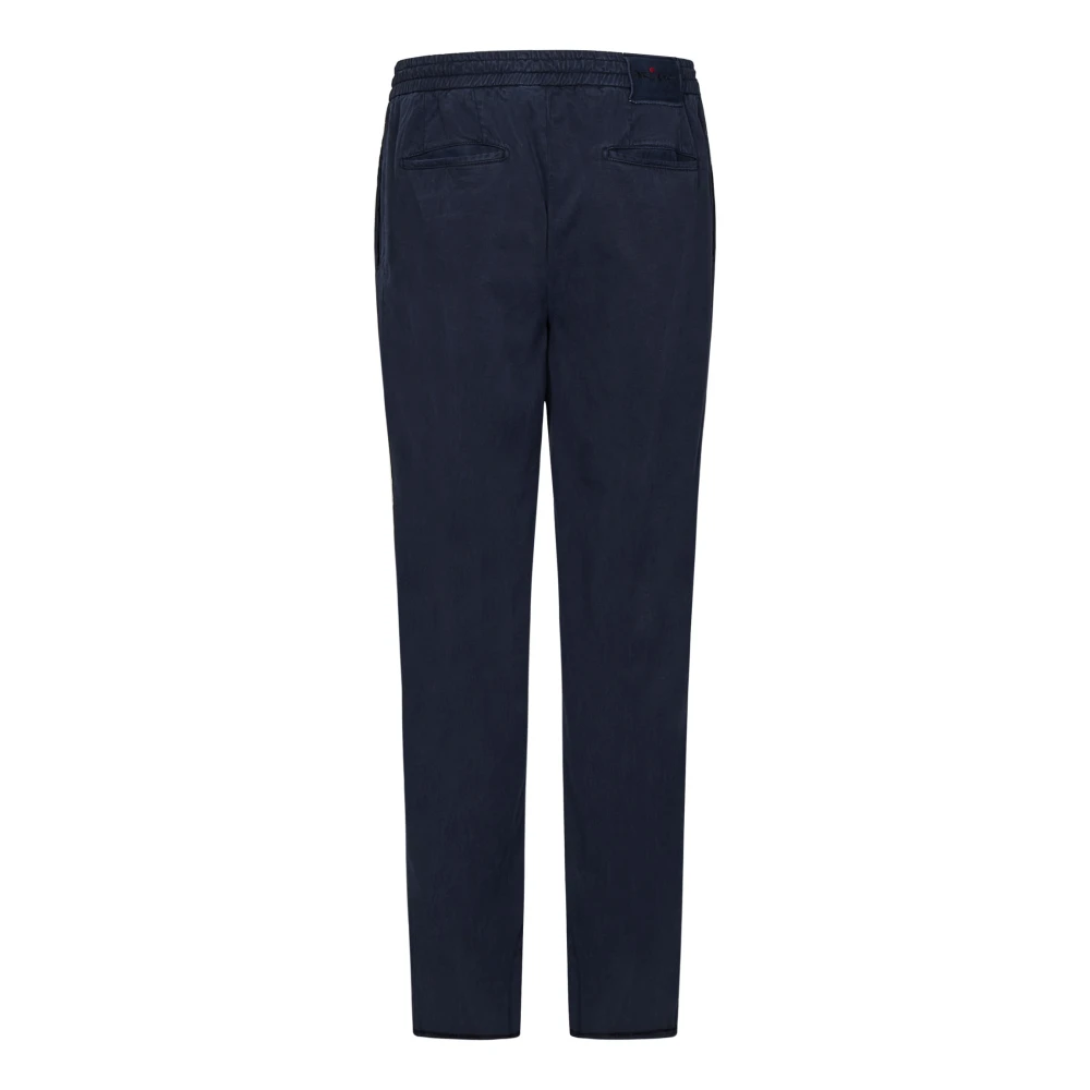 Kiton Blauwe op maat gemaakte broek voor mannen Blue Heren