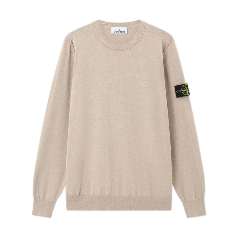 Stone Island Beige Soft Cotton Crewneck - Male - Round-Neck Knitwear - M - Knitwear