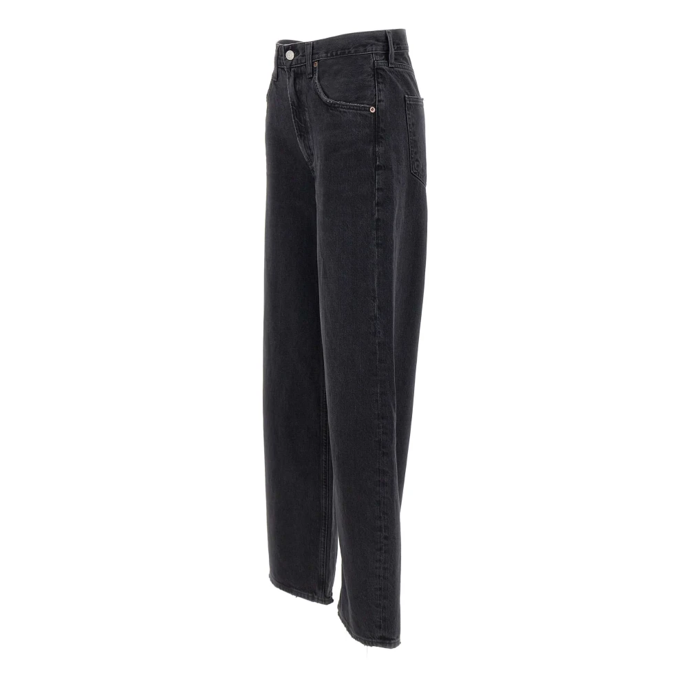 Agolde Zwarte Low Curve Wide Leg Jeans Black Dames