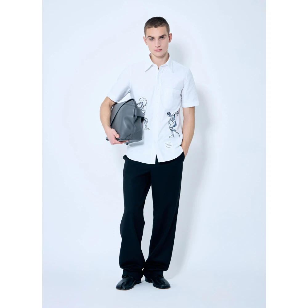 Thom Browne Geborduurd koordshirt van katoenen canvas White Heren